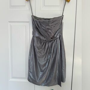 Armani Exchange Shimmering Silver Strapless Dress